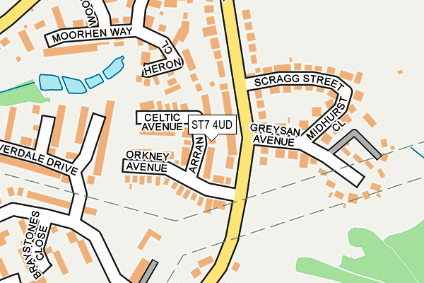 ST7 4UD map - OS OpenMap – Local (Ordnance Survey)