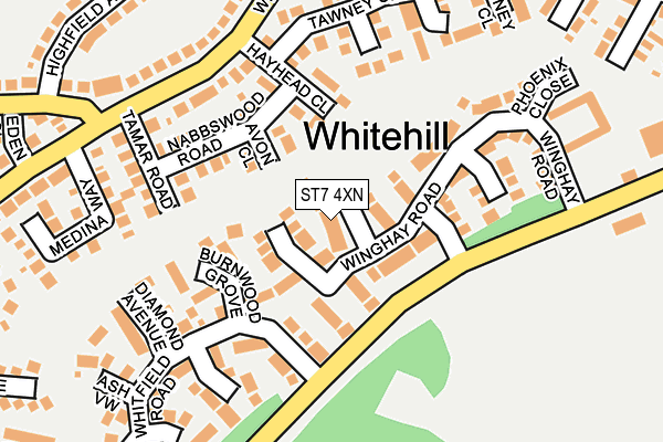 ST7 4XN map - OS OpenMap – Local (Ordnance Survey)