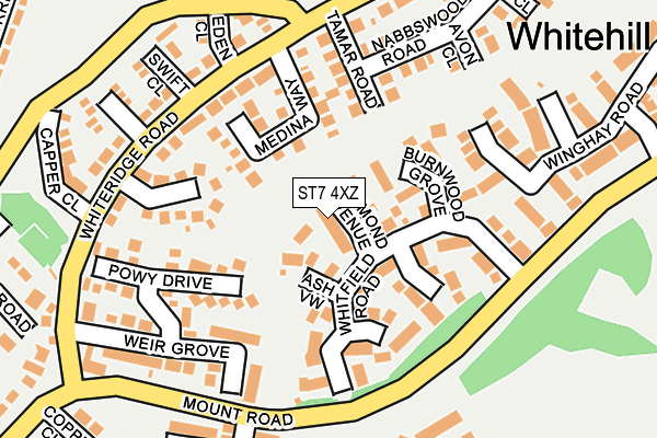 ST7 4XZ map - OS OpenMap – Local (Ordnance Survey)