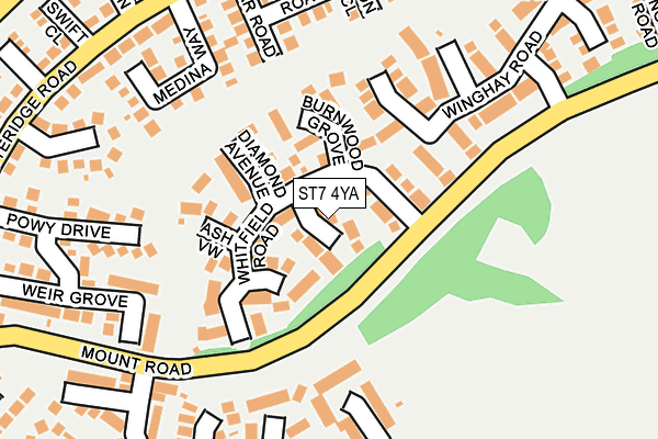 ST7 4YA map - OS OpenMap – Local (Ordnance Survey)