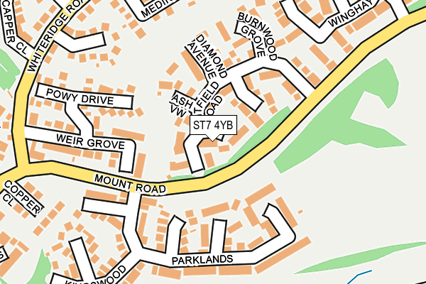 ST7 4YB map - OS OpenMap – Local (Ordnance Survey)