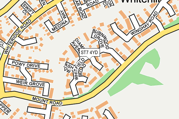 ST7 4YD map - OS OpenMap – Local (Ordnance Survey)