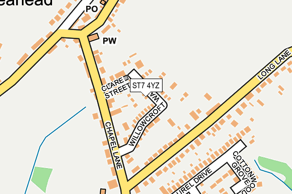 ST7 4YZ map - OS OpenMap – Local (Ordnance Survey)