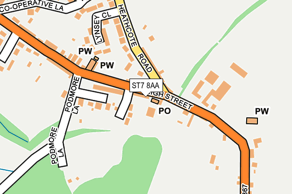 ST7 8AA map - OS OpenMap – Local (Ordnance Survey)