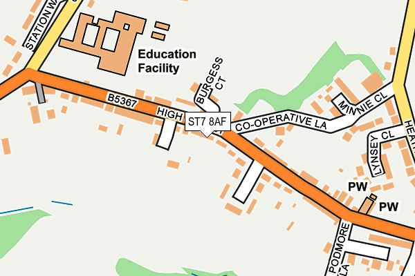 ST7 8AF map - OS OpenMap – Local (Ordnance Survey)