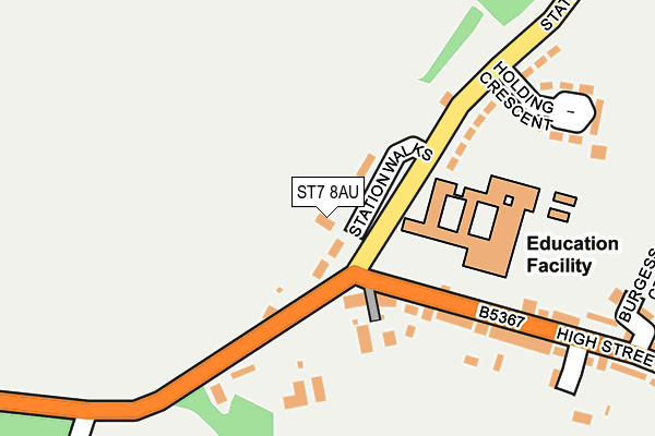 ST7 8AU map - OS OpenMap – Local (Ordnance Survey)