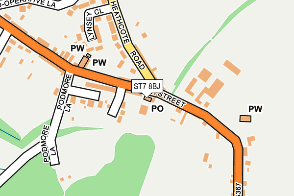 ST7 8BJ map - OS OpenMap – Local (Ordnance Survey)