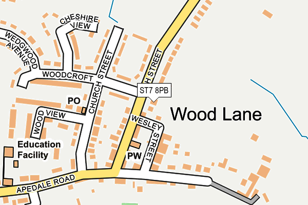 ST7 8PB map - OS OpenMap – Local (Ordnance Survey)