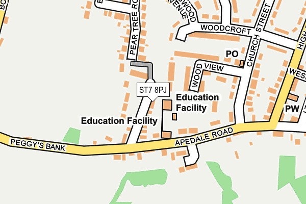 ST7 8PJ map - OS OpenMap – Local (Ordnance Survey)