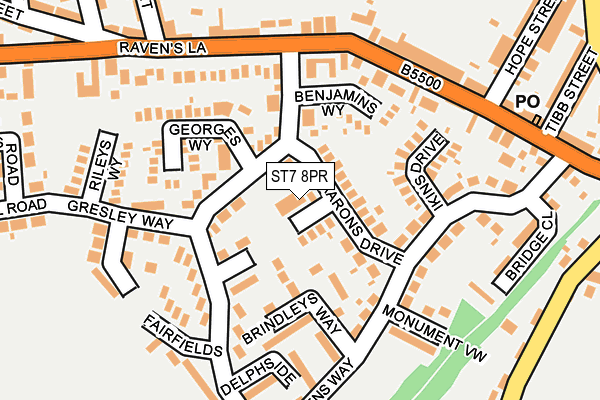 ST7 8PR map - OS OpenMap – Local (Ordnance Survey)