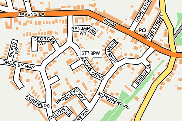 ST7 8PW map - OS OpenMap – Local (Ordnance Survey)