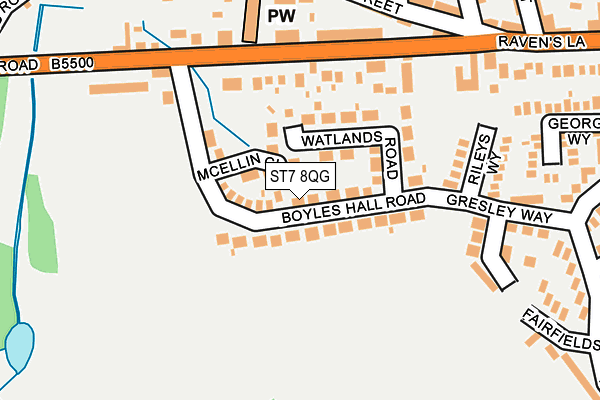 ST7 8QG map - OS OpenMap – Local (Ordnance Survey)