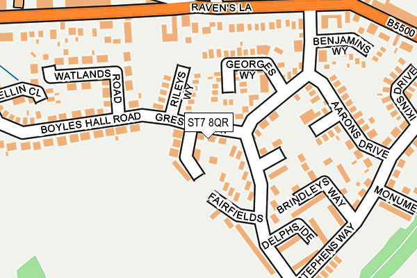 ST7 8QR map - OS OpenMap – Local (Ordnance Survey)