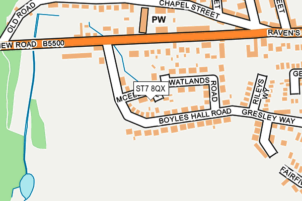 ST7 8QX map - OS OpenMap – Local (Ordnance Survey)