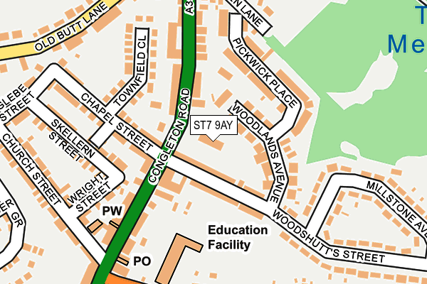 ST7 9AY map - OS OpenMap – Local (Ordnance Survey)