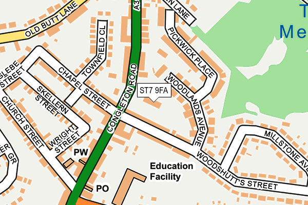 ST7 9FA map - OS OpenMap – Local (Ordnance Survey)