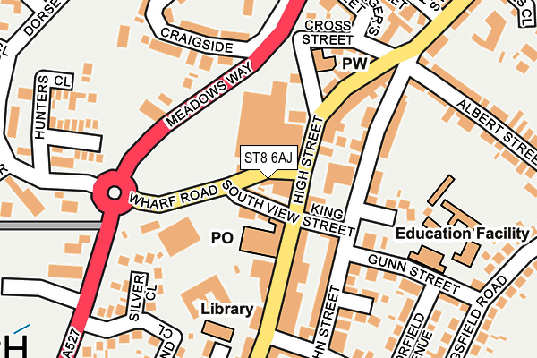 ST8 6AJ map - OS OpenMap – Local (Ordnance Survey)