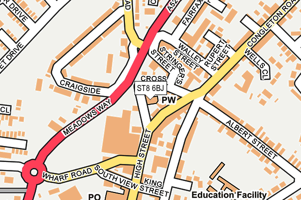 ST8 6BJ map - OS OpenMap – Local (Ordnance Survey)