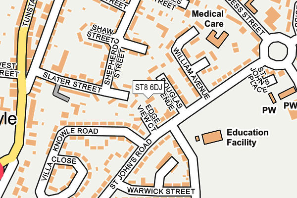 ST8 6DJ map - OS OpenMap – Local (Ordnance Survey)