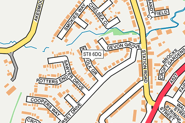 ST8 6DQ map - OS OpenMap – Local (Ordnance Survey)