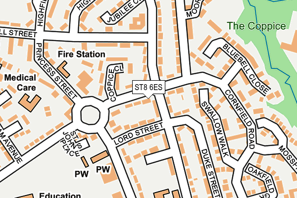 ST8 6ES map - OS OpenMap – Local (Ordnance Survey)