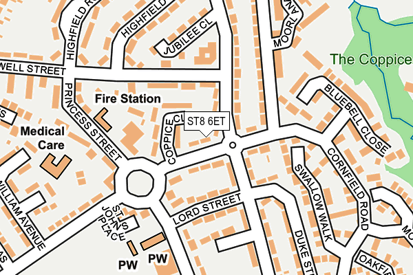 ST8 6ET map - OS OpenMap – Local (Ordnance Survey)