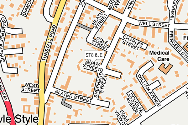 ST8 6JE map - OS OpenMap – Local (Ordnance Survey)