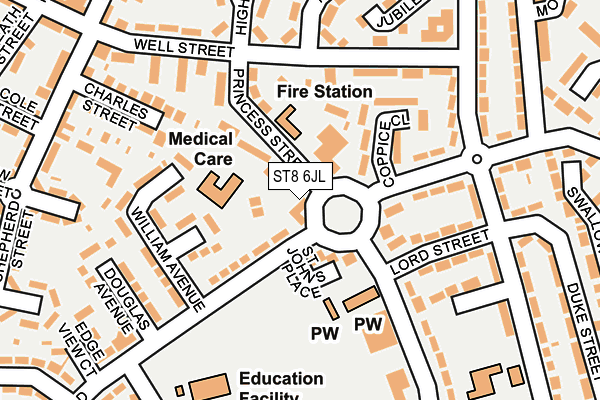 ST8 6JL map - OS OpenMap – Local (Ordnance Survey)