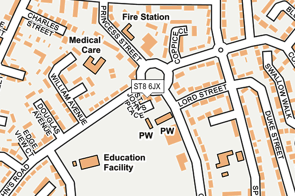 ST8 6JX map - OS OpenMap – Local (Ordnance Survey)