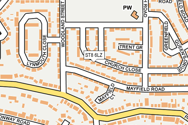 ST8 6LZ map - OS OpenMap – Local (Ordnance Survey)