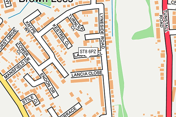 ST8 6PZ map - OS OpenMap – Local (Ordnance Survey)