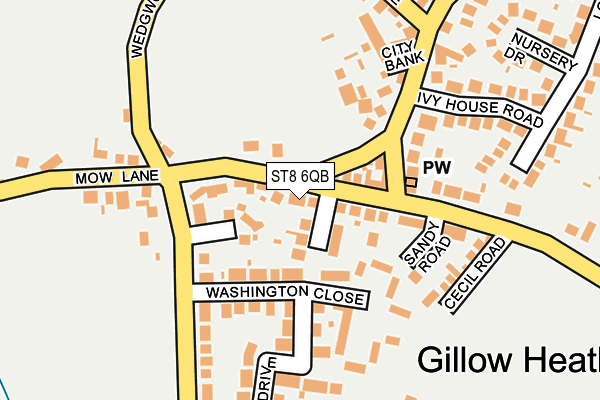 ST8 6QB map - OS OpenMap – Local (Ordnance Survey)