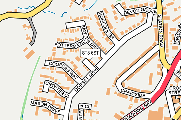 ST8 6ST map - OS OpenMap – Local (Ordnance Survey)