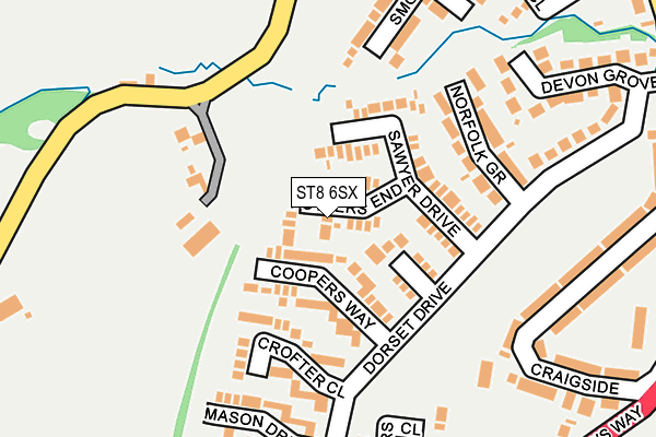 ST8 6SX map - OS OpenMap – Local (Ordnance Survey)