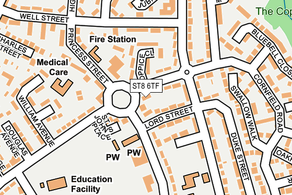 ST8 6TF map - OS OpenMap – Local (Ordnance Survey)