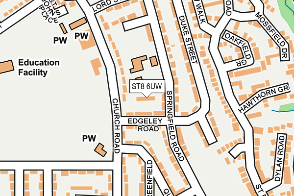 ST8 6UW map - OS OpenMap – Local (Ordnance Survey)