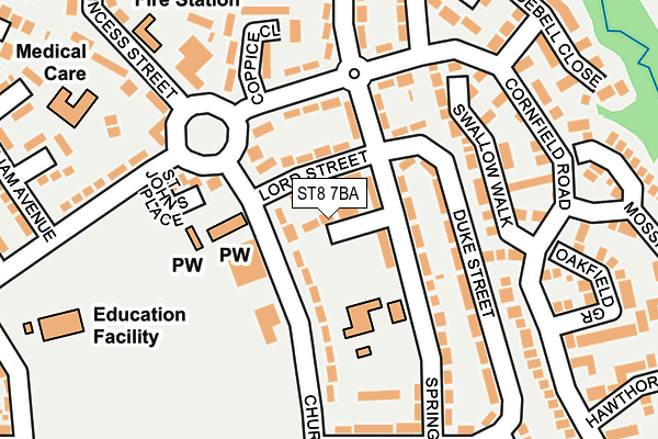 ST8 7BA map - OS OpenMap – Local (Ordnance Survey)