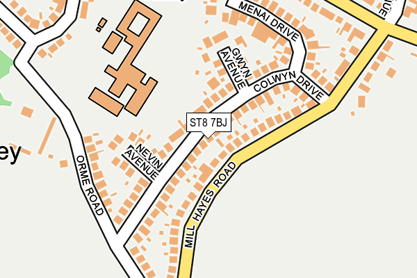 ST8 7BJ map - OS OpenMap – Local (Ordnance Survey)