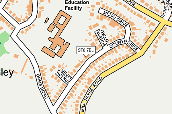 ST8 7BL map - OS OpenMap – Local (Ordnance Survey)