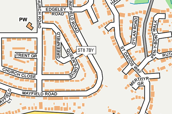 ST8 7BY map - OS OpenMap – Local (Ordnance Survey)