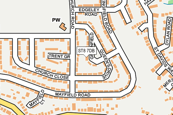 ST8 7DB map - OS OpenMap – Local (Ordnance Survey)