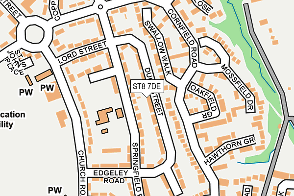 ST8 7DE map - OS OpenMap – Local (Ordnance Survey)