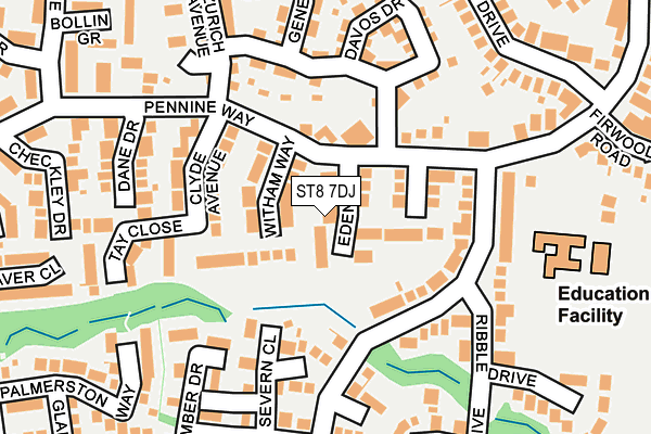 ST8 7DJ map - OS OpenMap – Local (Ordnance Survey)