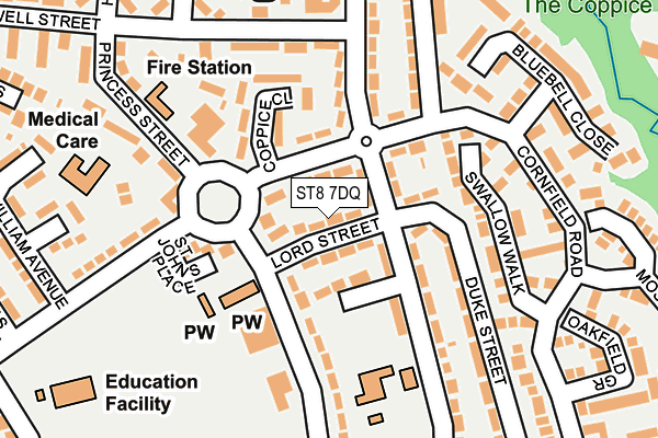 ST8 7DQ map - OS OpenMap – Local (Ordnance Survey)