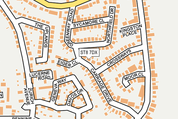 ST8 7DX map - OS OpenMap – Local (Ordnance Survey)