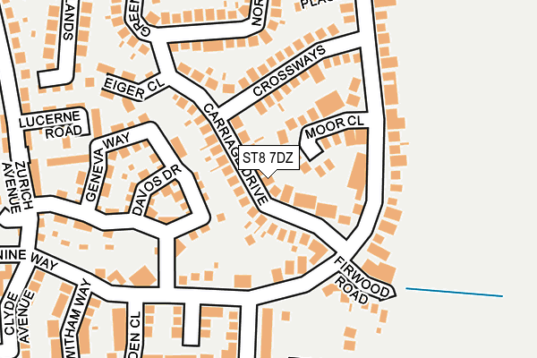 ST8 7DZ map - OS OpenMap – Local (Ordnance Survey)