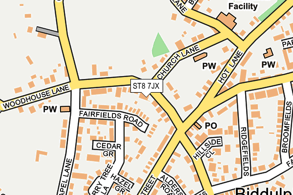 ST8 7JX map - OS OpenMap – Local (Ordnance Survey)