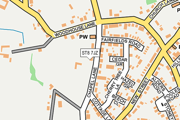 ST8 7JZ map - OS OpenMap – Local (Ordnance Survey)