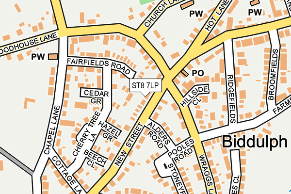 ST8 7LP map - OS OpenMap – Local (Ordnance Survey)