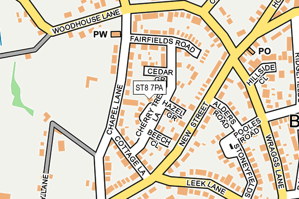 ST8 7PA map - OS OpenMap – Local (Ordnance Survey)